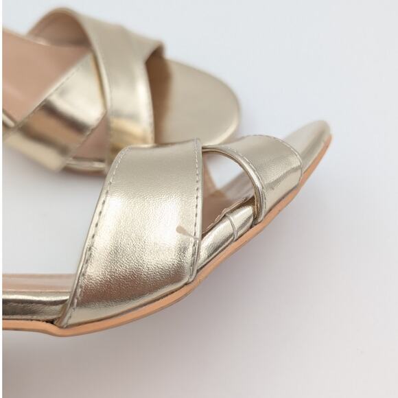 Berness Ebba Metallic Leather Block Heel Sandals Women's Gold Size US9 EU40 - Picture 11 of 11